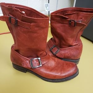 Frye Womens Red Leather Boots sz 7.5